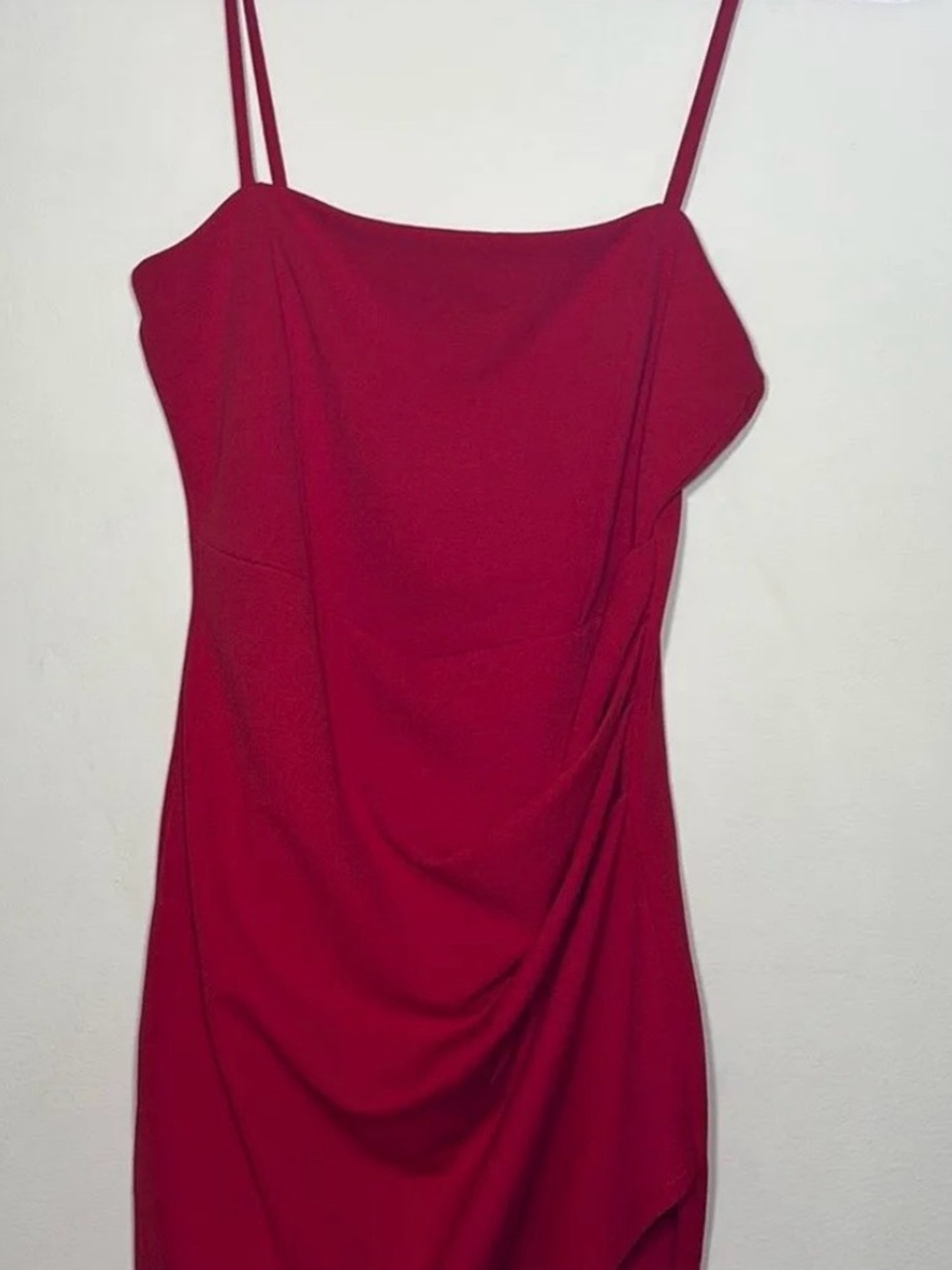 Windsor Crimson Spaghetti-Strap Draped Mini Dress